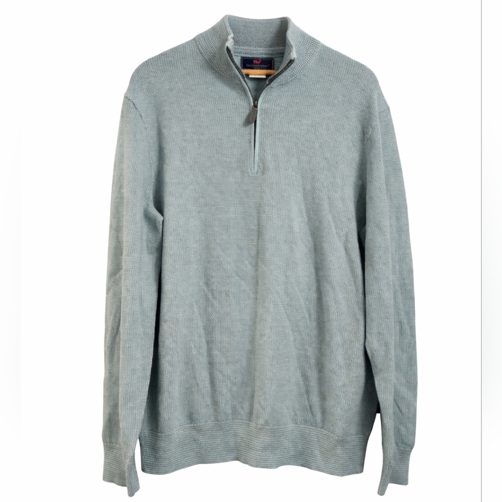 Vineyard Vines Merino Wool Quarter Zip Sweater Men’s Medium NWOT Mid Aqua Blue